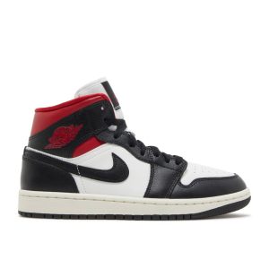 Wmns Air Jordan 1 Mid 'Black Sail Gym Red' BQ6472-061