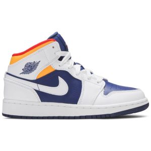 Air Jordan 1 Mid GS 'White Deep Royal Blue' 554725-131