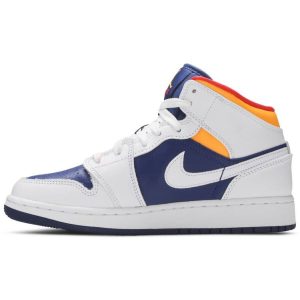 Air Jordan 1 Mid GS 'White Deep Royal Blue' 554725-131