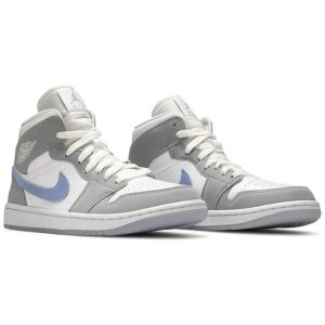 Wmns Air Jordan 1 Mid 'Wolf Grey Aluminum' BQ6472-105