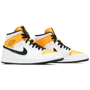 Air Jordan 1 Mid 'Perforated - White University Gold' BQ6472-107
